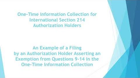 One-Time Information Collection: An Example of a Filing Claiming an Exemption