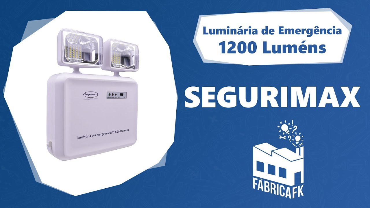 Luminária de Emergência Led 1200 Lumens Segurimax Fábrica FK YouTube