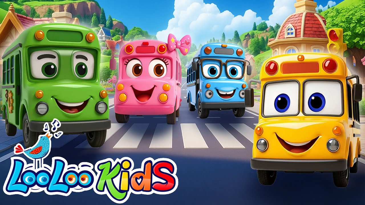 Wheels on the Colorful Buses 🌟 Kids Songs & Toddler Melodies | LooLoo Kids