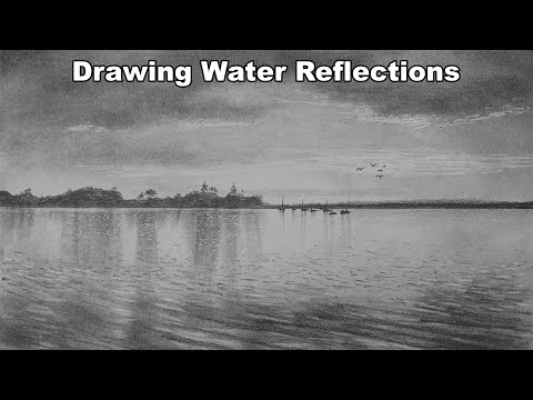 How to Draw Water Reflections Realistic - Real Time Landscape Drawing Lessons