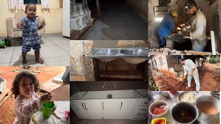 PRIMEIROS PASSOS DO NOSSO PEQUENO/PARTE DO PEDREIRO CONCLUÍDO🧑🏽‍🌾👶🏽🔨🪏🧱🙌🏽