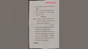 bca 5th semester introduction to dbms question paper #2025 #maashakumbhariuniversity #bca