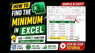 Excel MIN Function Explained in 30 Seconds | Find Lowest Value in Excel | Excel Tips for Beginners