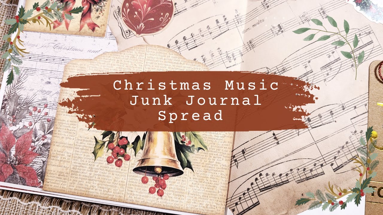 ASMR Junk Journal No Talking | Christmas Music Spread | Paper Sounds | Journal Flip Through