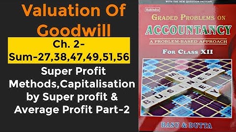 Ch-2 Valuation of Goodwill | Class 12 | Solved Sums 27,38,47,49,51& 56 with Cocept |Basu and Dutta
