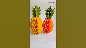 How to make pineapple🍍 with paper | Pineapple🍍 | Fruits craft |#shorts| #craft | @craftdecor8810