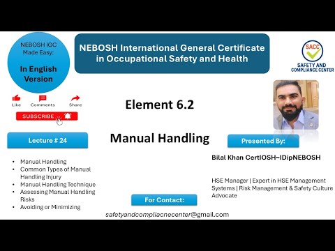 Using Hand Tools Risk Assessment Nebosh NEBOSH IGC Lecture 24 | Manual Handling: Injuries, Safe Techniques ...