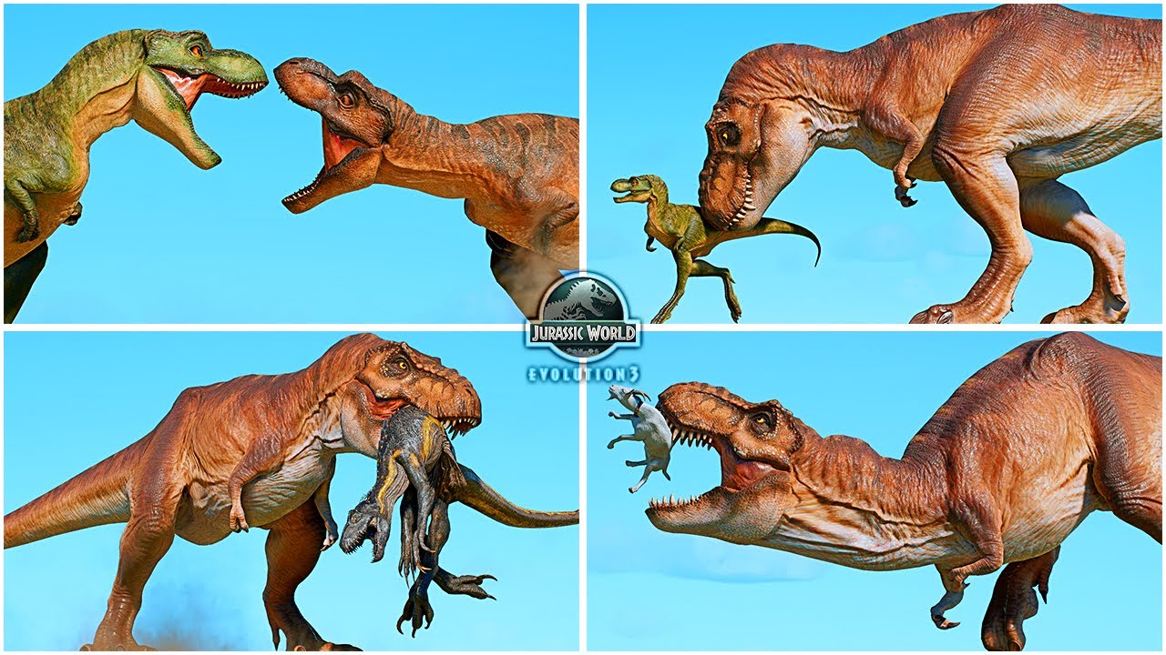 Buck and Doe T-REX All Awesome Animations & Interactions 🦖 Jurassic World Evolution 3