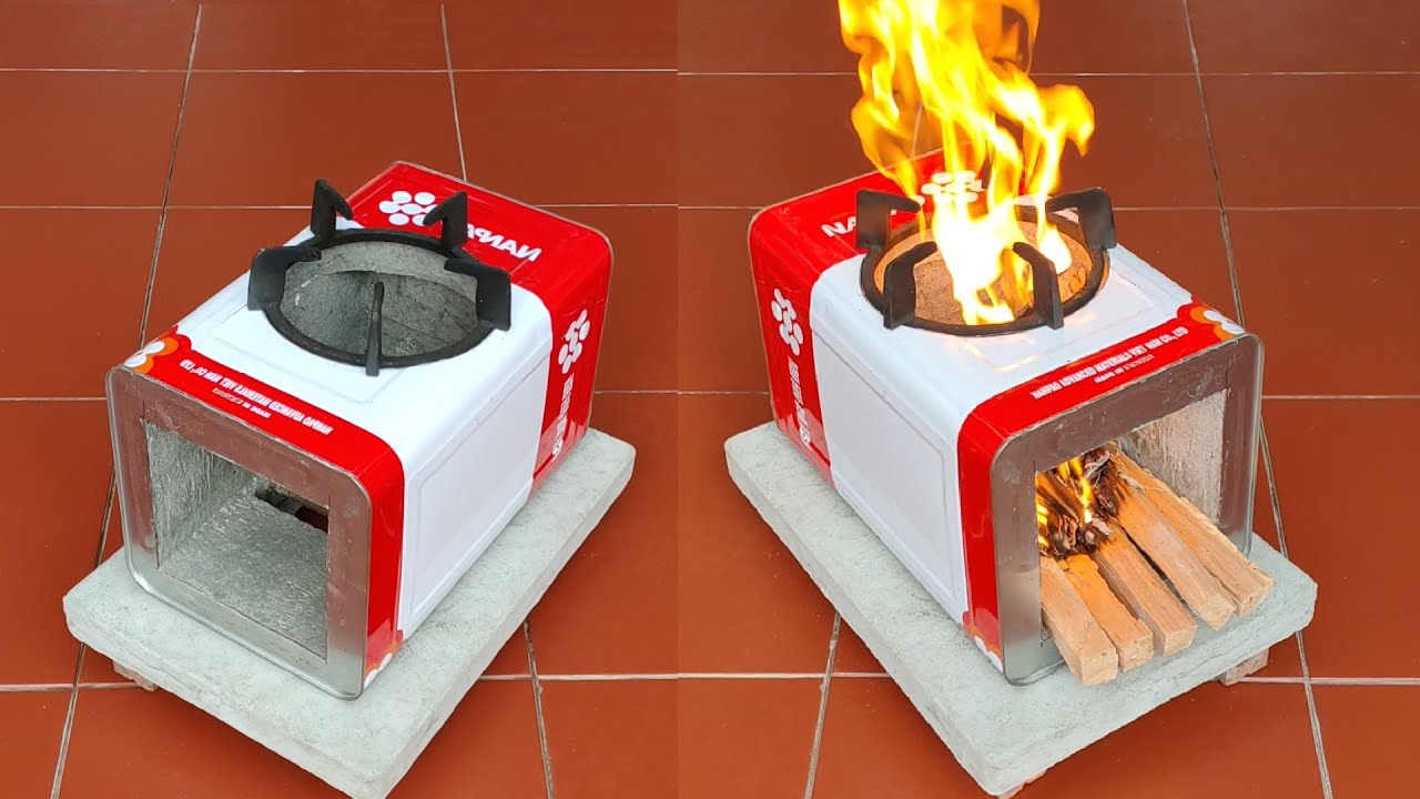 Идеи из цемента - Как сделать дровяную печь из цемента и железных бочек