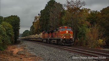 NS 056 BNSF Military Train at Seneca, SC with 2x1 H2 Dash 9 Lashup: 10/30/22