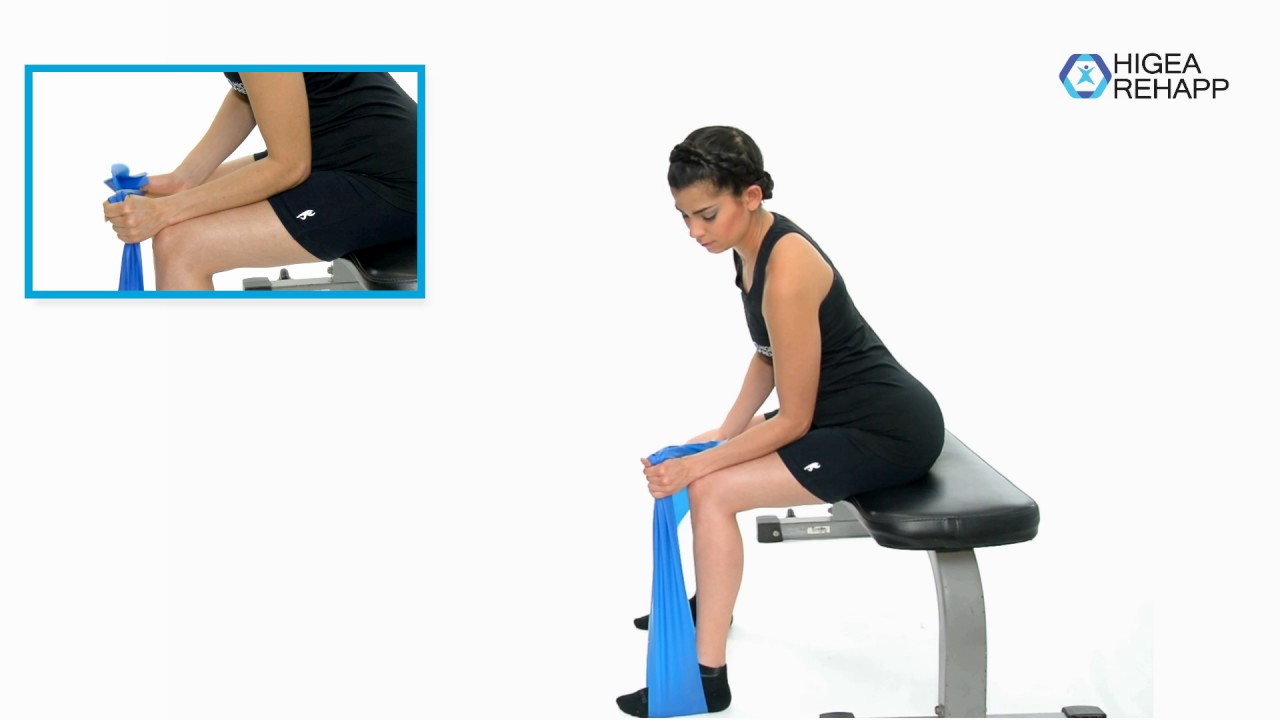 fisioterapia laser Inversión de muñeca con theraband.