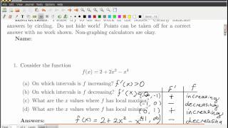 Intervals of increase and decrease