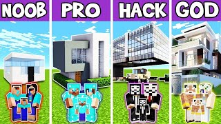 FAMILY LUXURY LOVELY HOUSE BUILD CHALLENGE - NOOB vs PRO vs HACKER vs GOD in Minecraft