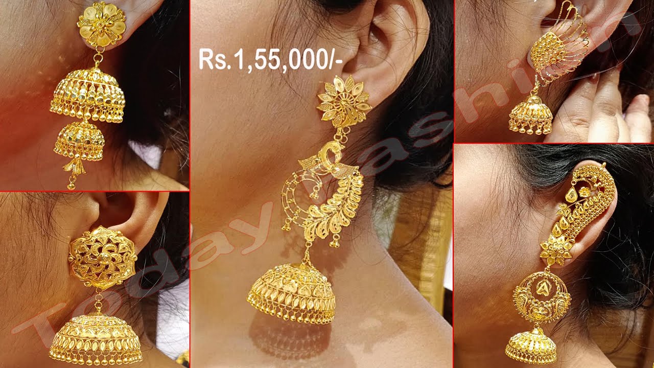 Buy P.C. Chandra Jewellers Women 22K(916) Intricately Designed 22K Yellow Gold  Jhumka Style Earrings at Amazon.in