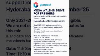 Genpact Mega Walk-In Drive 2025 | Freshers Hiring for InternationalChat &amp;Voice | Hyderabadf#freshers