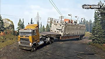 Transporting an oversized construction trailer - snowrunner gameplay