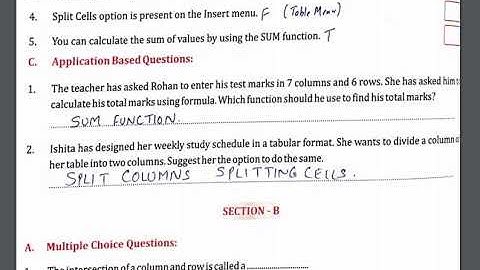 Class 5 Chapter 6 Working With Tables Question and Answer Series