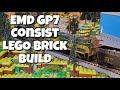 Maine Central Guilford EMD GP7 Lash Up HO Scale Classic Lego Brick Build on Computer Desk