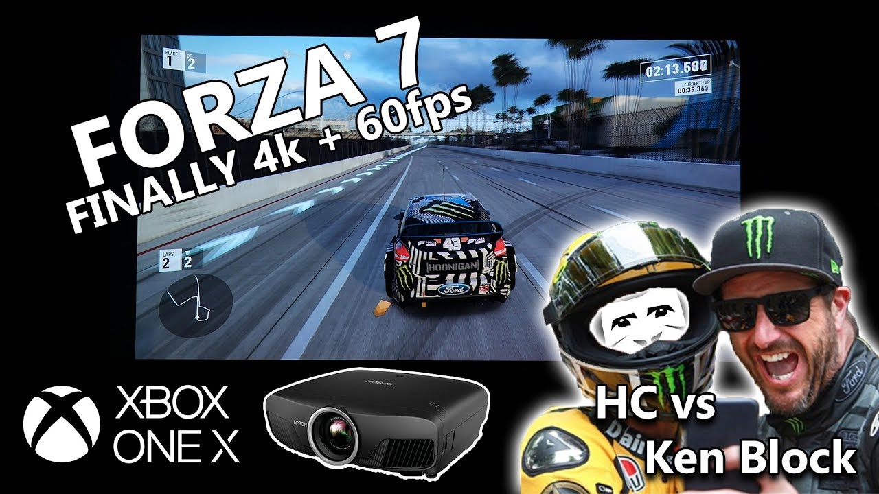 XBOX ONE X + Epson 5040ub 4K Projector Forza 7 4k 60fps - YouTube