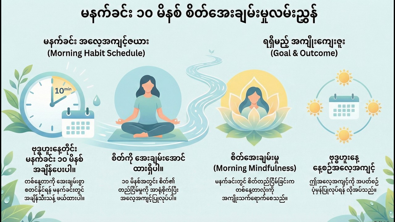 မနက်ခင်း ၁၀ မိနစ်အတွင်း စိတ်အေးချမ်းစေမည့် နေ့စဉ်အလေ့အကျင့်