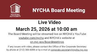 New York City Housing Authority Board Meeting  - March 25, 2026 at 10:00am