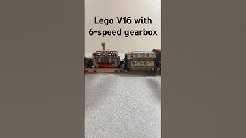 Lego V16 with 6-speed gearbox test #lego #legoengine #simplymybuilds #legomotor #legoparts