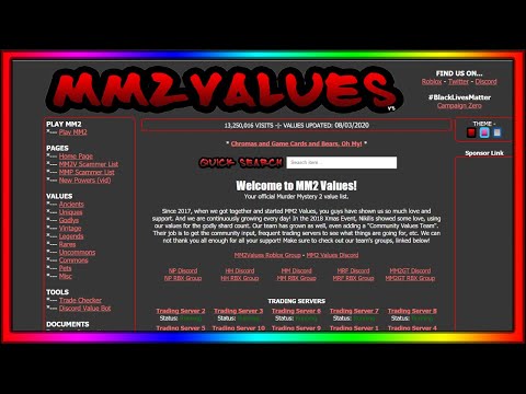 Mm2 Value List Update 8 3 20 Youtube - roblox mm2 value list updated