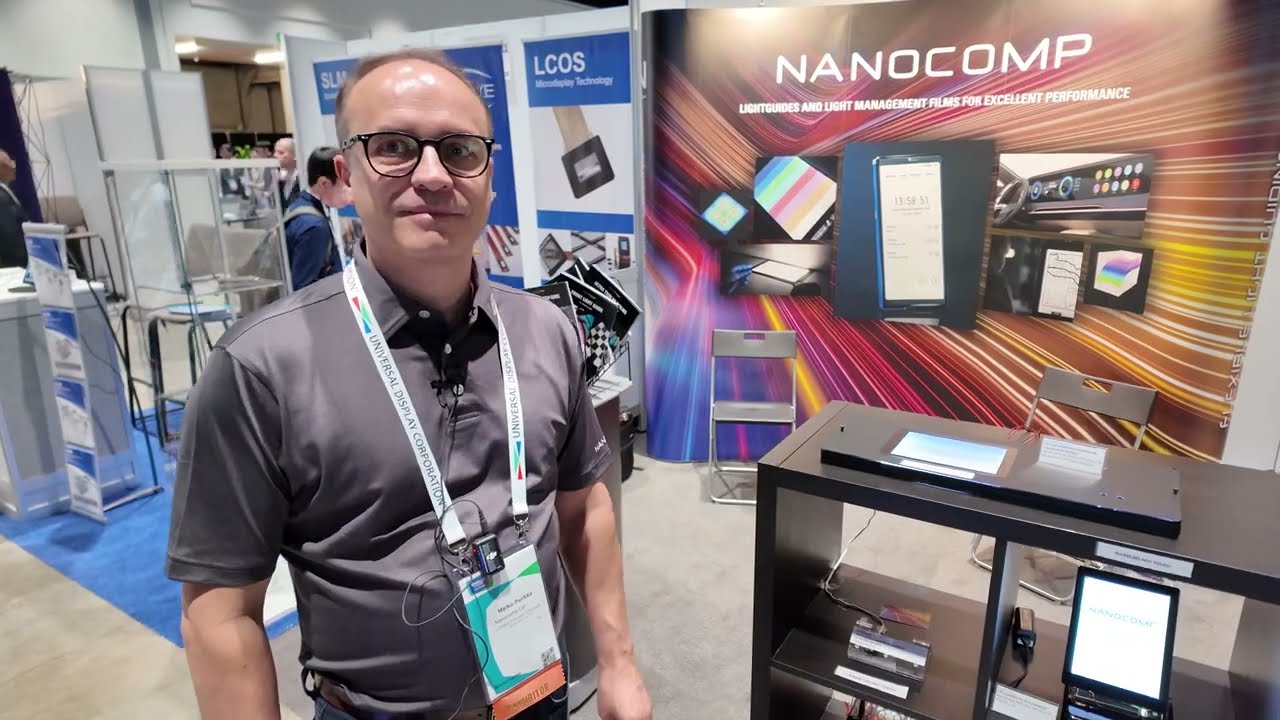 Nanocomp Front Lighting at Display Week 2024, Lower power Displays, Flexible light guide