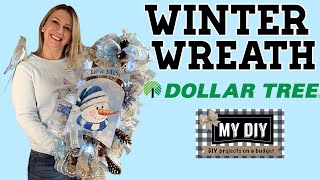 DOLLAR TREE WINTER WREATH DIY | SWAG OUT OF DOLLAR TREE CHRISTMAS TREES | SNOWMAN WREATH TUTORIAL