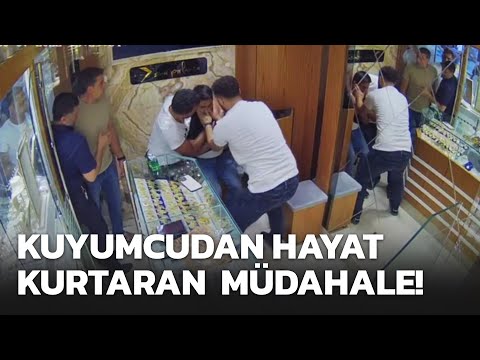 Dili boğazına kaçan vatandaşa kuyumcuda hayati müdahale