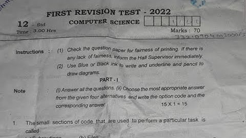 12TH COMPUTER SCIENCE FIRST REVISION TEST ANSWER KEY 2022