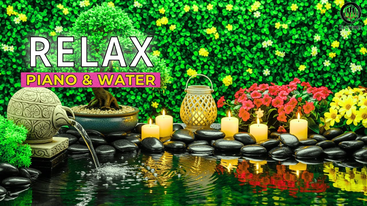 Relaxing Zen Garden Piano 🌸 Peaceful Music + Water Sound for Inner Calm ...