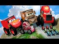 Big  small lightning mcqueen with big wheels vs tow mater vs small pixar cars in beamngdrive