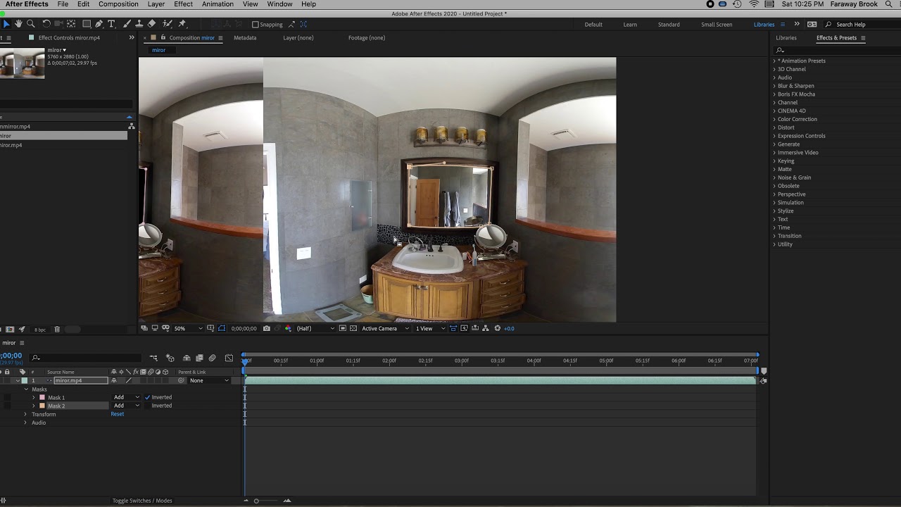After Effects VR 180 Stereoscopic general usage and creating a mirror ...