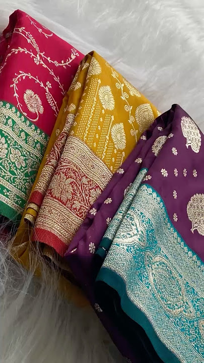 Banarasi Mushru Satin Silk Saree 🥰✨ #saree #banarasisaree #ytshorts #trendingshorts #viralvideo
