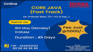 CORE JAVA (Fast Track) Online Training @ DURGASOFT