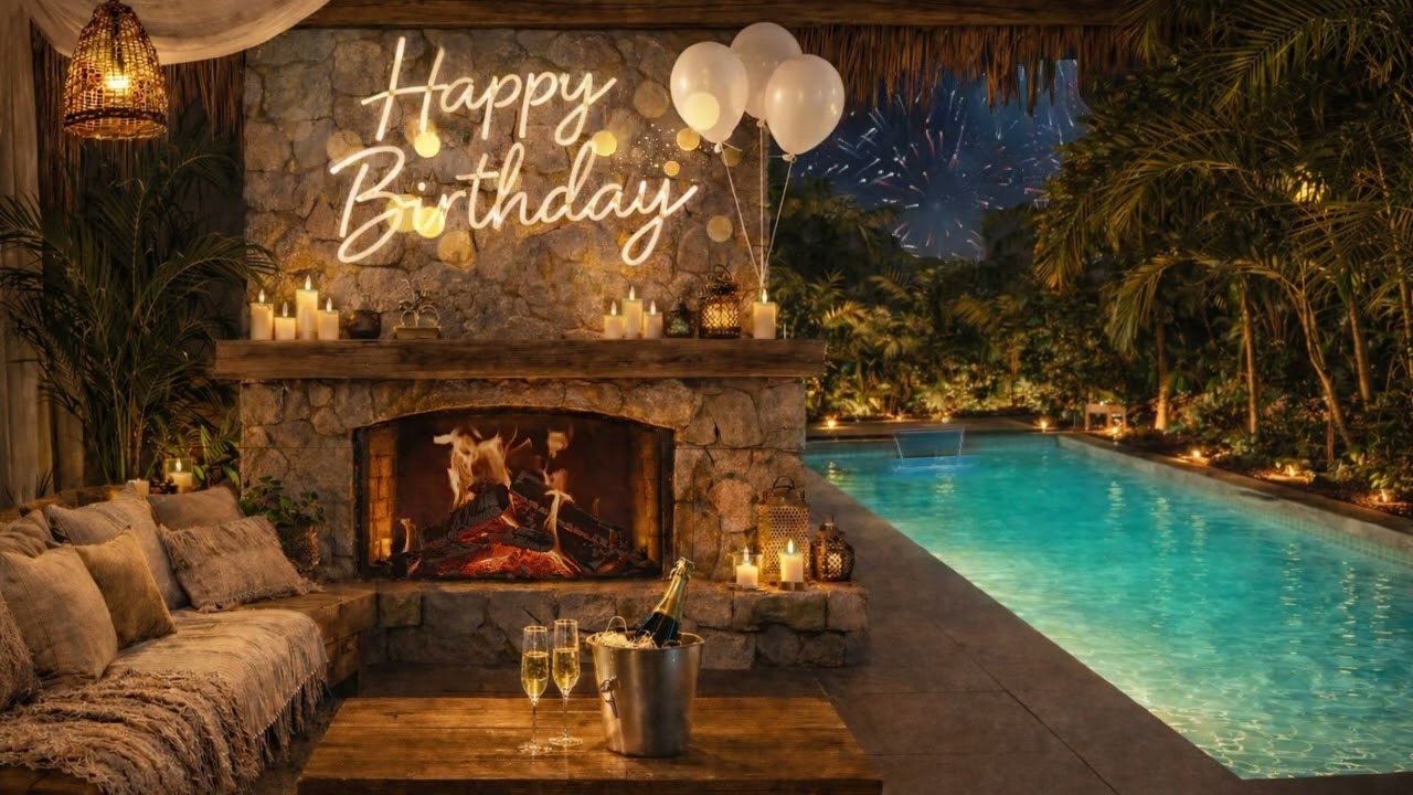 Birthday Ambiance | Cozy Celebration Fireplace | Warm Relaxing Vacation Atmosphere