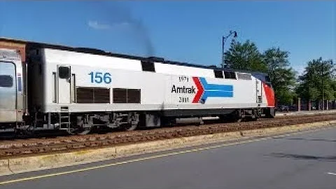 [AMTRAK]156 GE P42-8DC Phase I Heritage Unit Solo Leads P089-21 Departing Fay NC Station SB