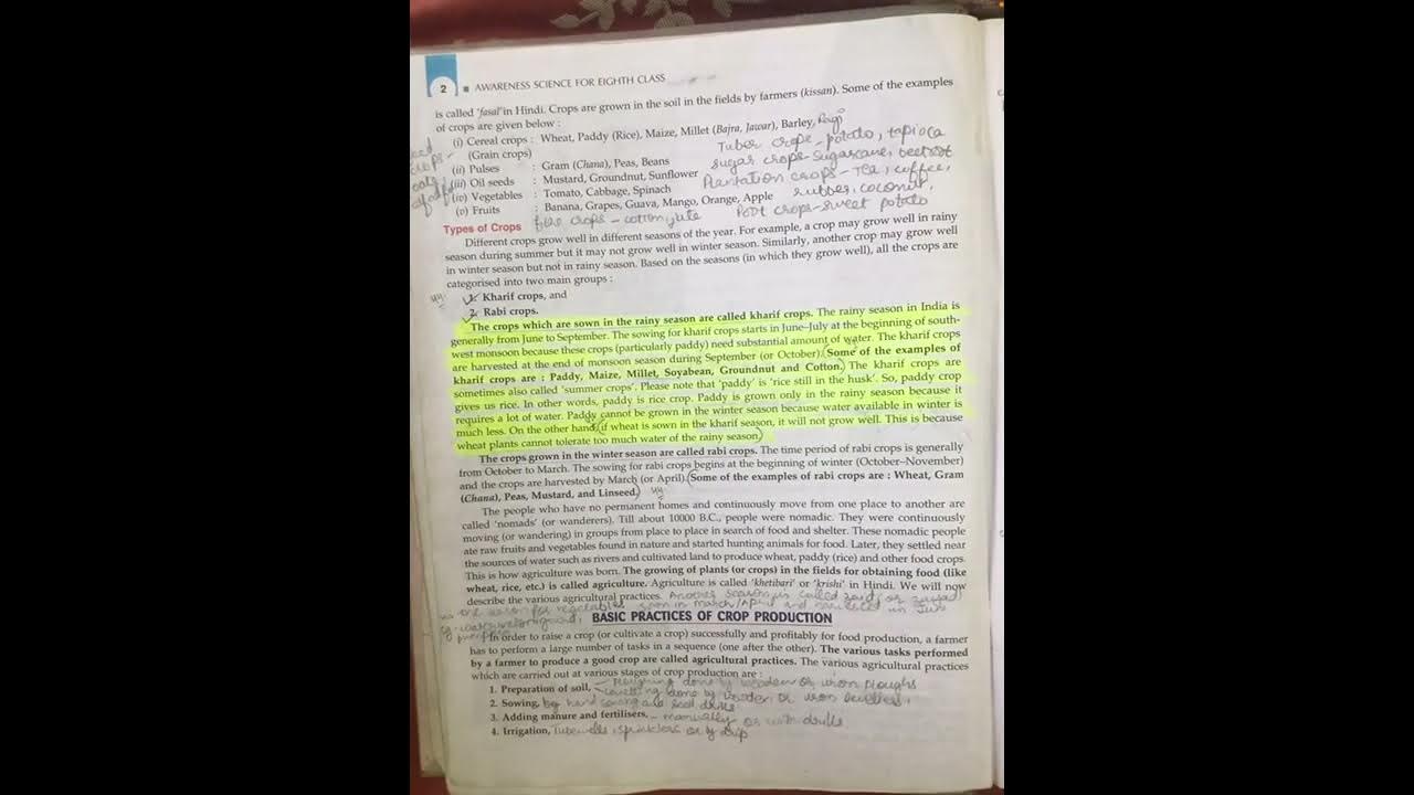 crop production and management science class 8 Lakhmir Singh and Manjit Kaur part 1 YouTube