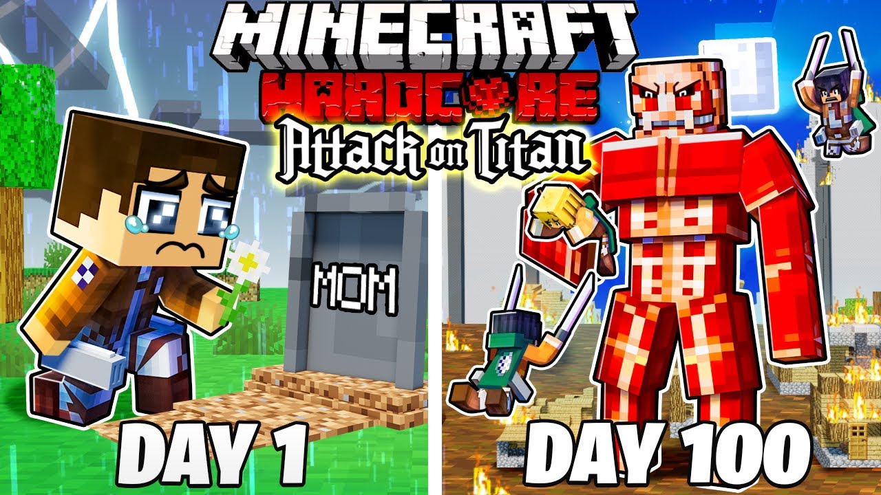 Я выжил 100 ДНЕЙ в АТАКЕ ТИТАНОВ в ХАРДКОРНОМ Minecraft!