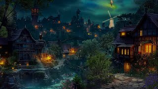 Fantasy Medieval Village Ambience | Relaxing Medieval Village Sounds at Night, Crickets, Owl Sounds