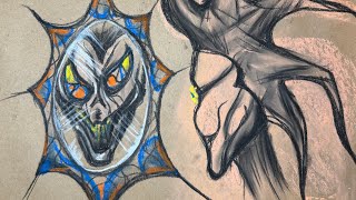 The Funhouse Mirror Drawing in Charcoal and Pastel