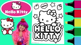 Coloring Hello Kitty Sanrio Coloring Book Page Colored Markers Prismacolor | KiMMi THE CLOWN