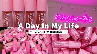 A day in my life 19 y/o entrepreneur! Lip gloss making • Lip gloss business • Kikiz Cosmeticz