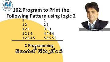 162. Program to Print Patterns with Numbers | C Programming in Telugu