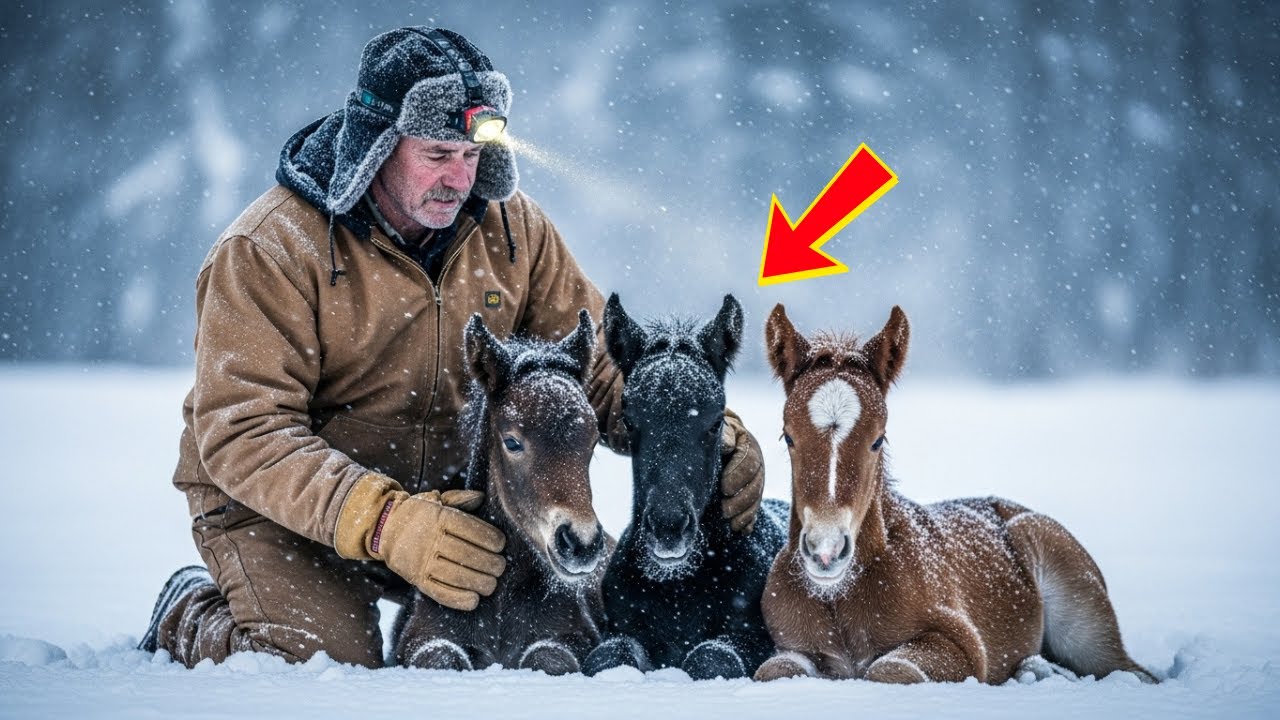 Ein Rancher fand drei sterbende Fohlen im Schnee – was danach geschah, bewegte alle