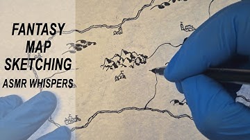 Fantasy Map Drawing With Pen | ASMR Whispering and Inaudible Whispers