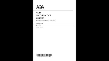 AQA GCSE MathemATIcs Paper 3 2025 Mark Scheme