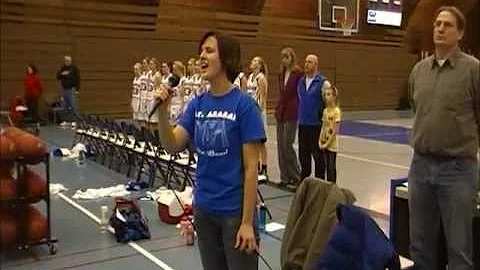 Audrey Burns sings the National Anthem