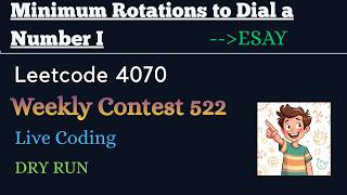 Minimum Rotations to Dial a Number I | Leetcode 4070 | Weekly Contest 522 | Dry Run